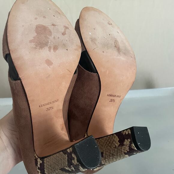 Plenty by Tracy Reese Dania Gazelle Suede OpenToe Heel. Size 37.5/7. - Picture 6 of 7